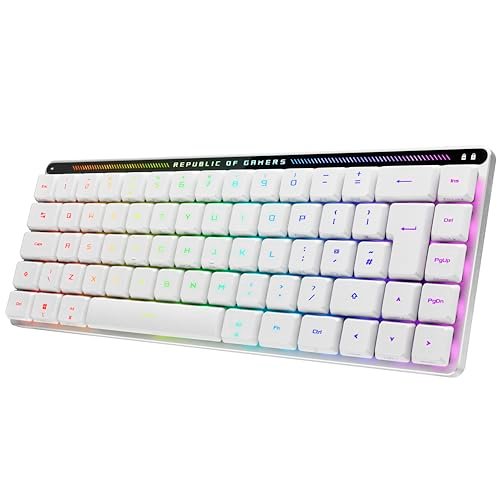 ASUS ROG Falchion RX Low Profile 65% Compact Wireless Gaming Keyboard, Pre-lubed ROG RX Red Low-Profile Optical Switches, Silicone Dampening Foam, Interactive Touch Panel, RGB-White, UK Layout