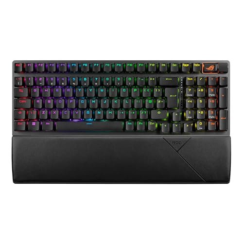 ASUS ROG Strix Scope II 96 Wireless Gaming Keyboard, Tri-Mode Connection, Dampening Foam & Switch-Dampening Pads, Hot-Swappable Pre-lubed ROG NX Snow Switches, PBT Keycaps, RGB-Black, UK Layout