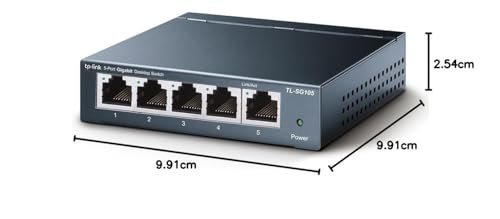 TP-Link TL-SG105 5-Port Gigabit Ethernet PoE Switch, 5 RJ45 Metal Ports 10/100/1000 Mbps Network Switch, Desktop/Wall-Mount, IGMP Snooping, Extend Wired Network for Home Offices, Steel Case
