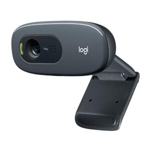 Logitech C270 HD Webcam, HD 720p/30fps, Widescreen HD Video Calling, HD Light Correction, Noise-Reducing Mic, For Skype, FaceTime, Hangouts, WebEx, PC/Mac/Laptop/Macbook/Tablet - Black