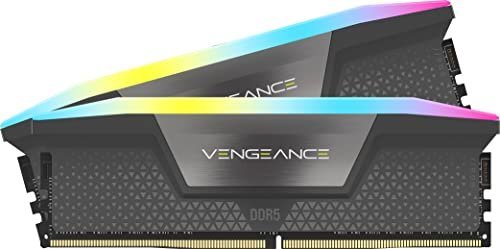 CORSAIR VENGEANCE RGB DDR5 32GB (2x16GB) DDR5 6000MHz CL36 AMD EXPO Intel XMP iCUE Compatible Computer Memory ? Gray (CMH32GX5M2E6000Z36)