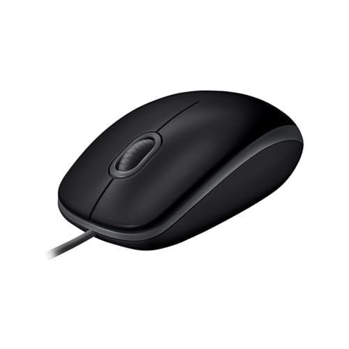 Logitech B110 Wired USB Mouse, Silent Buttons, Comfortable Full-Size Use Design, Ambidextrous PC / Mac / Laptop - Grey