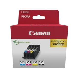 Canon CLI-551 C M Y BK cartridges (Black Cyan Magenta Yellow) Genuine (Recycled Cardboard Multipack)