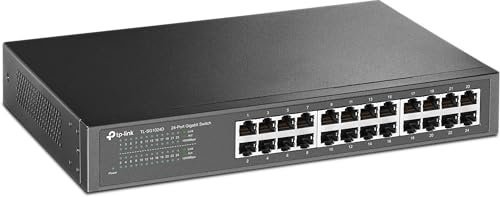 TP-Link TL-SG1024D 24-Port Gigabit Ethernet PoE Switch, RJ45 ports 10/100/1000 Mbps Network Swith, Auto-MDI/MDIX Rack-Mount/Desktop, Loop Prevention, Isolation Mode, Steel Case