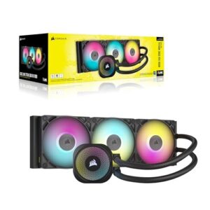 Corsair iCUE LINK TITAN 360 RX RGB Liquid CPU Cooler  360mm AIO  3x RX120 RGB Fans Included  Fits Intel LGA 1851/1700, AMD AM5/AM4  iCUE LINK System Hub Included  Black