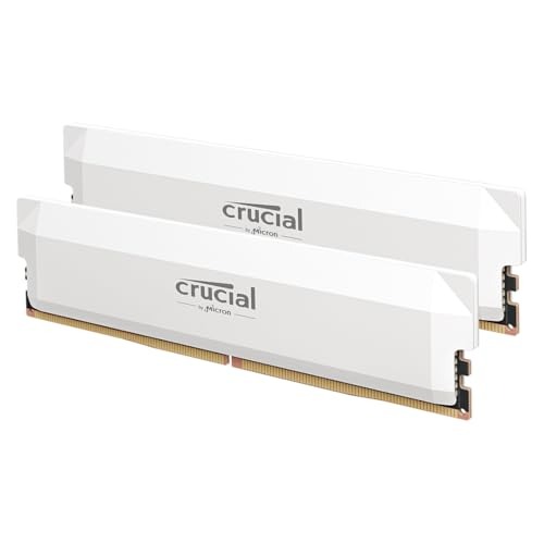 Crucial Pro DDR5 RAM 32GB Kit (2x16GB) 6000MHz CL36, Overclocking Gaming Memory, Intel XMP 3.0 / AMD EXPO, Computer Memory (PC) DDR5 32GB RAM, White - CP2K16G60C36U5W