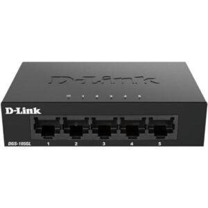 D-Link DGS-105GL 5-Port Gigabit Unmanaged Desktop Switch, Fanless, Low Profile, Metal Housing, Plug-and-Play, 802.3az EEE black DGS-105GL