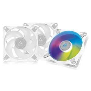 ARCTIC P12 PWM PST A-RGB (3 Pack) - PC Fan, 120mm Fan, PC Case Fan, Optimized for static pressure, Semi-passive: 200-2000 rpm (0 rpm <5%), 5V 3 pin ARGB LED - White