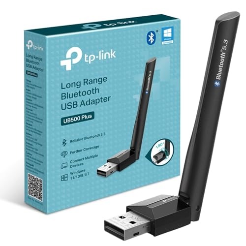 TP-Link UB500 Plus Long Range USB Bluetooth Adapter PC, Bluetooth 5.3 USB Adapter, Adjustable Multi-Directional Antenna, Versatile Wireless Connectivity, Works with Windows 11/10/8.1/7