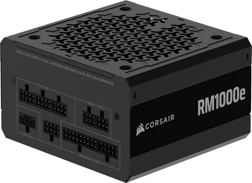 CORSAIR RM1000e (2025) Fully Modular Low-Noise ATX Power Supply with 12V-2x6 Cable  ATX 3.1 & PCIe 5.1 Compliant, Cybenetics Gold Efficiency, 105C-Rated Capacitors, Modern Standby Mode  Black