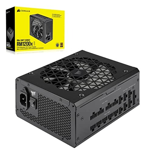 Corsair RM1200x SHIFT Fully Modular ATX Power Supply - Modular Side Interface - ATX 3.0 & PCIe 5.0 Compliant - Zero RPM Fan Mode - 105C-Rated Capacitors - 80 PLUS Gold Efficiency - Black