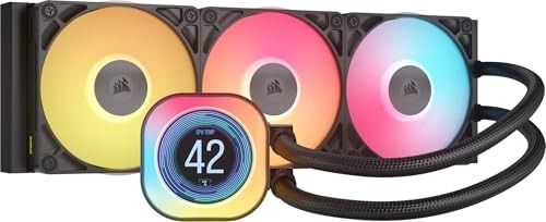 Corsair iCUE LINK TITAN 360 RX LCD Liquid CPU Cooler  360mm AIO  Low-Noise  FlowDrive Cooling Engine  Intel LGA 1851/1700, AMD AM5/AM4  3x RX120 RGB Fans  iCUE LINK System Hub Included  Black