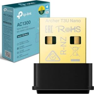 TP-Link Archer T3U Nano WiFi Dongle, AC1300 Wireless USB 2.0 wifi Adapter, Dual-Band Wi-Fi Dongle, MU-MIMO, Supports Windows 10/8.1/8/7, Mac OS 10.15 and earlier, Highly Secure WPA3, Miniature Design