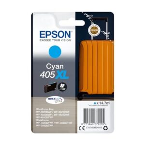Epson 405XL Cyan Suitcase High Yield Genuine, DURABrite Ultra Ink