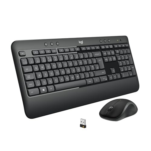 Logitech MK540 Advanced Wireless Keyboard and Mouse Combo for Windows, 2.4 GHz Unifying USB-Receiver, Multimedia Hotkeys, 3-Year Battery Life, for PC, Laptop, QWERTY UK English Layout - Black