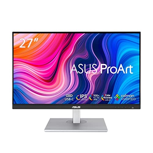ASUS ProArt Display PA278CV Professional Monitor  27-inch, IPS, WQHD (2560 x 1440), 100% sRGB, 100% Rec. 709, Calman Verified, USB-C, DisplayPort Daisy-chaining, ProArt Preset, ProArt Palette