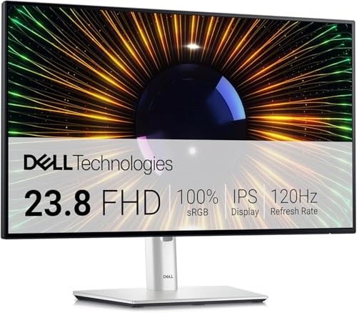 Dell U2424H UltraSharp 24 Inch FHD (1920x1080) Monitor, 120Hz, IPS, 5ms, 98% DCI-P3, 2x USB-C, 2x DisplayPort, HDMI, 3x USB, 3 Year Warranty, Silver