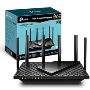 TP-Link Archer AXE75 AXE5400Mbps WiFi 6E Router Tri-Band, WiFi Router, Gigabit Ethernet Ports, USB 3.0, WiFi Booster, 512MB RAM, OneMesh, WPA3, Ideal for Gaming, HomeShield, Compatible with Alexa