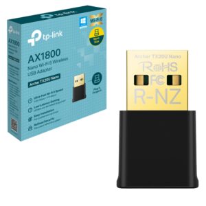 TP-Link Archer TX20U AX1800Mbps Nano WiFi 6 Wireless MU-MIMO USB Adapter, Fast WiFi Dongle, Dual-Band Wireless USB Adapter for PC, Lower Latency Gameplay, Improved Security