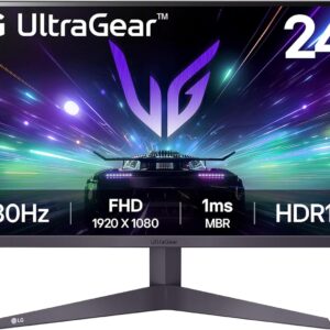 LG UltraGear Gaming Monitor 24GS50F, 24 Inch, 1080p, 180Hz,1ms MBR, 5ms Response Time, HDR 10, AMD FreeSync, Smart Energy Saving, Displayport, HDMI