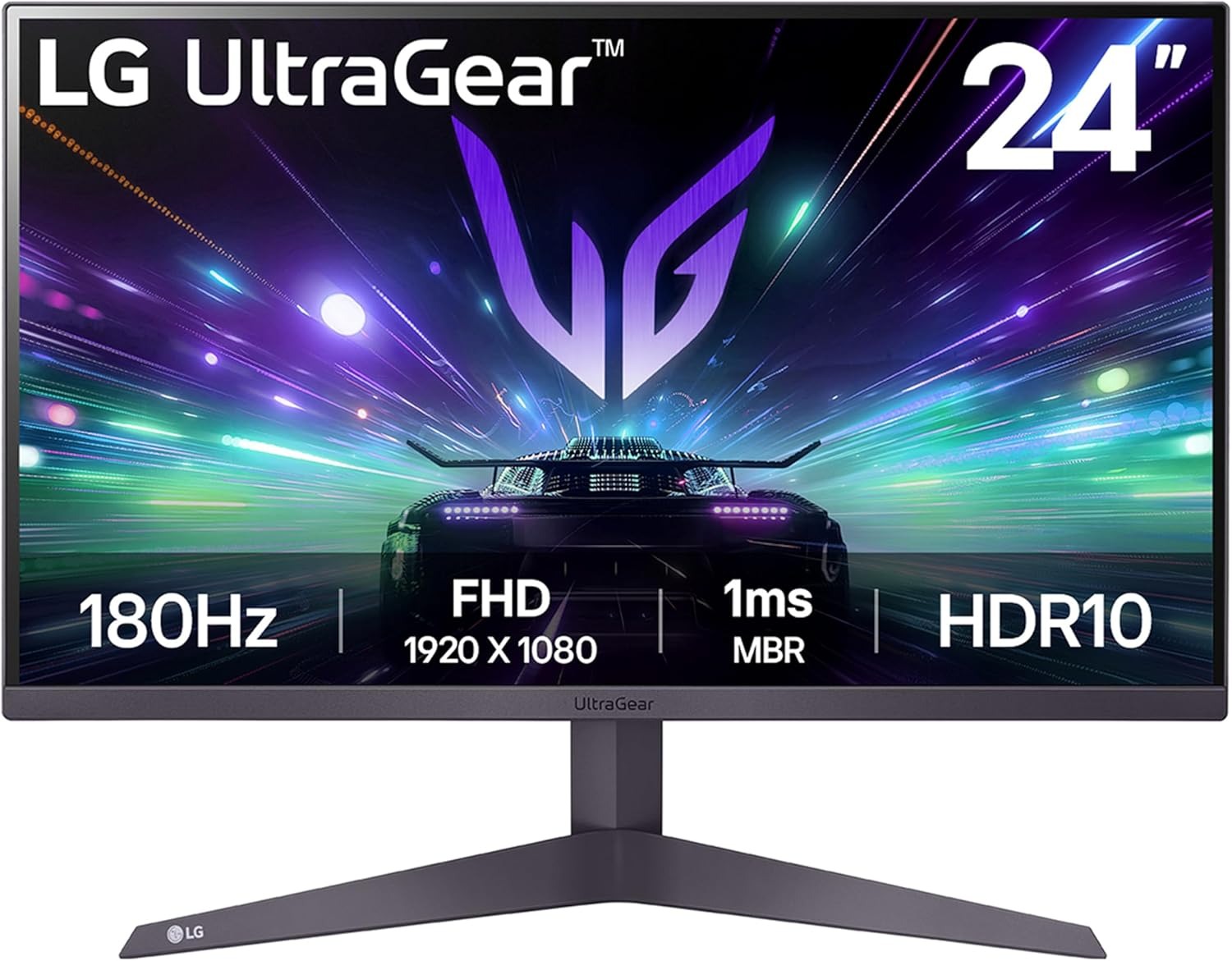 LG UltraGear Gaming Monitor 24GS50F, 24 Inch, 1080p, 180Hz,1ms MBR, 5ms Response Time, HDR 10, AMD FreeSync, Smart Energy Saving, Displayport, HDMI