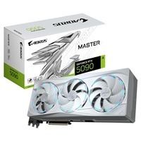 Gigabyte NVIDIA GeForce RTX 5090 AORUS MASTER ICE 32G Graphics Card, 32GB GDDR7, 21760 CUDA Cores, 2655 MHz Core Clock, Triple Fan, White, RGB, 3x DisplayPorts / 1x HDMI Port