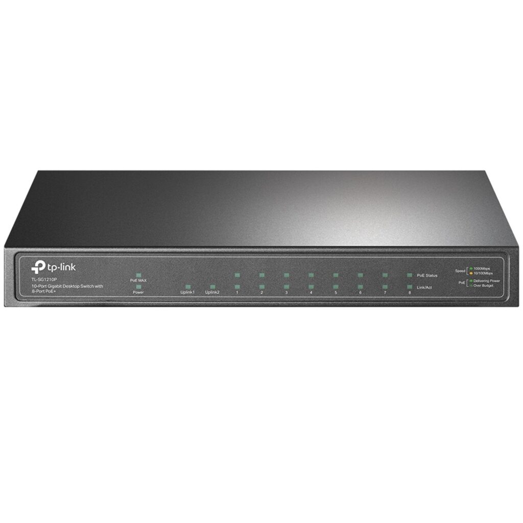 TP-Link TL-SG1210P 10-Port Metal Gigabit Desktop Switch with 8-Port PoE+ (63W)